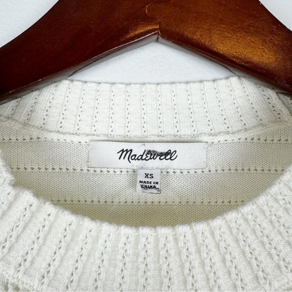 Madewell Textural-Stitch Cotton Cropped Sweater Lighthouse Size XS NWT - Picture 7 of 8